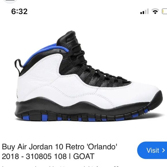 Nike Air Jordan X 10 Retro Orlando Magic Gs White Royal Black 310806-108 size 8 - Picture 5 of 12